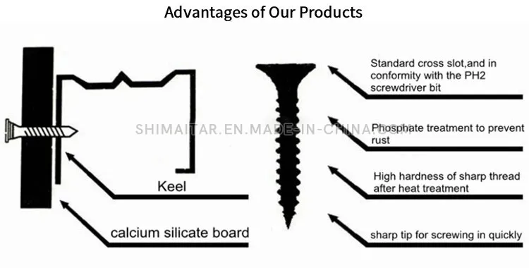 3.5X25 Black Coarse Thread Drywall Screws with 1022A Material