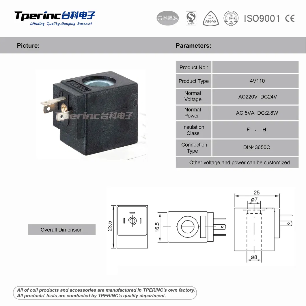 4V110 DC12V/24V AC110V/220V Solenoid Valve Coil for Pneumatic 4V Series Solenoid Valve