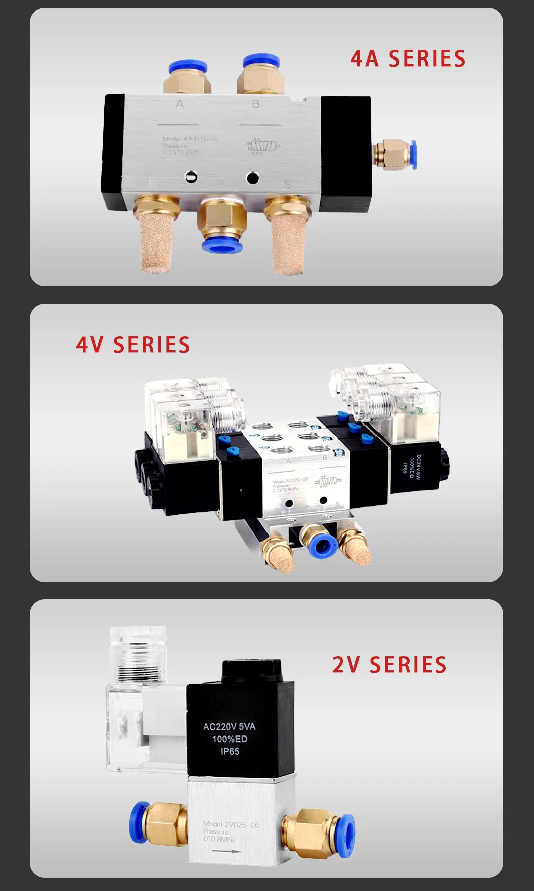 Factory Direct Sales Pneumatic Air Components Pneumatic Control Solenoid Valves