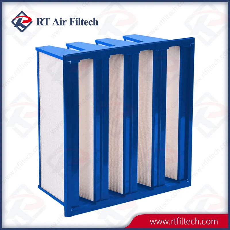 HEPA Filter Blue Plastic Frame V-Bank Filter Media Pack