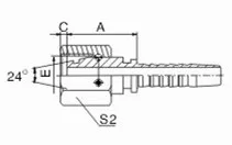 Metric Female 24 Degree Cone O-Ring H. T. Hydraulic Hose Fitting