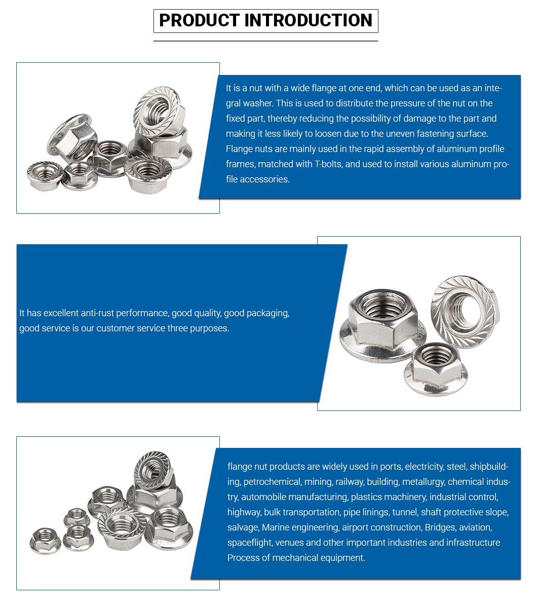 Stainless Steel SS304 DIN6923 Hex Nuts Head Hexagonal Flange Nut